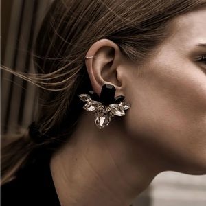 Vintage Black and Crystal Earrings